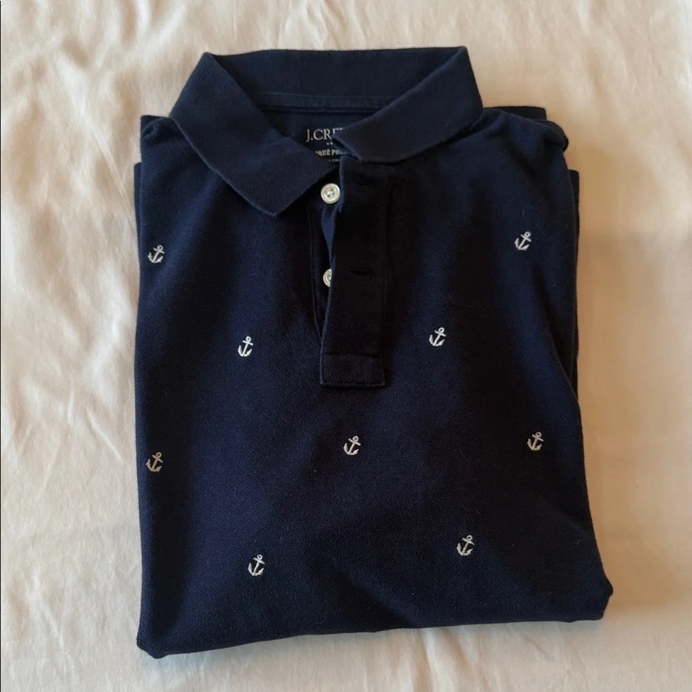 J. Crew Navy Polo with Nautical Pattern